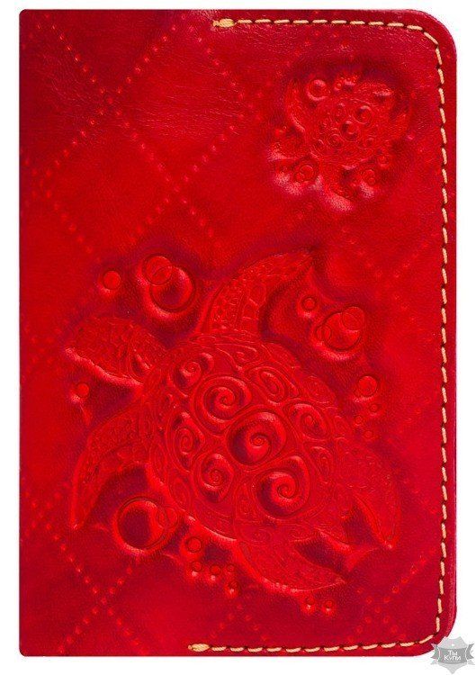Женская кожаная обложка для паспорта ручной работы Gato Negro Turtle-X красная купить недорого в Ты Купи
