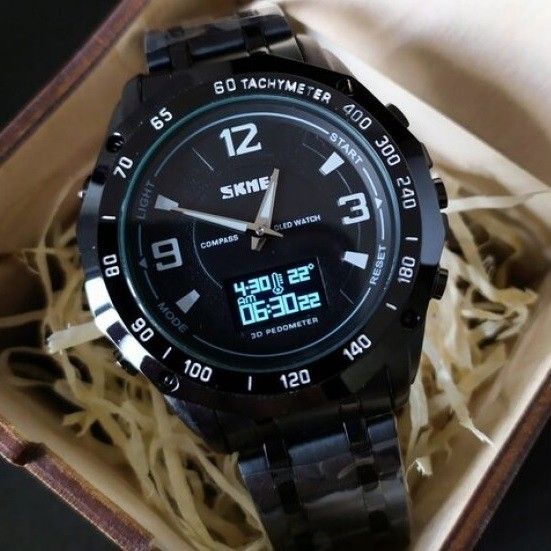 Мужские ударостойкие часы SKMEI KOMPASS PRO BLACK (2244) купить недорого в Ты Купи