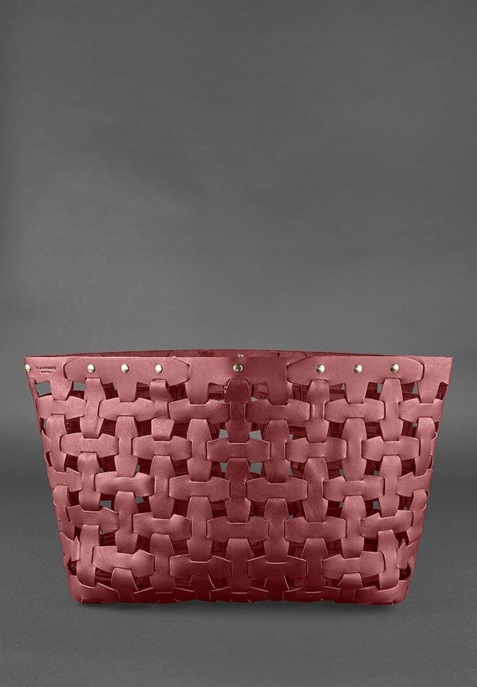 Шкіряна жіноча плетена сумка BlankNote Пазл Xl бордова Krast BN-BAG-34-VIN купити недорого в Ти Купи