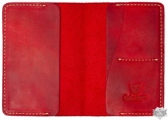 Жіноча шкіряна обкладинка для паспорта ручної роботи Gato Negro Turtle-X червона купити недорого в Ти Купи