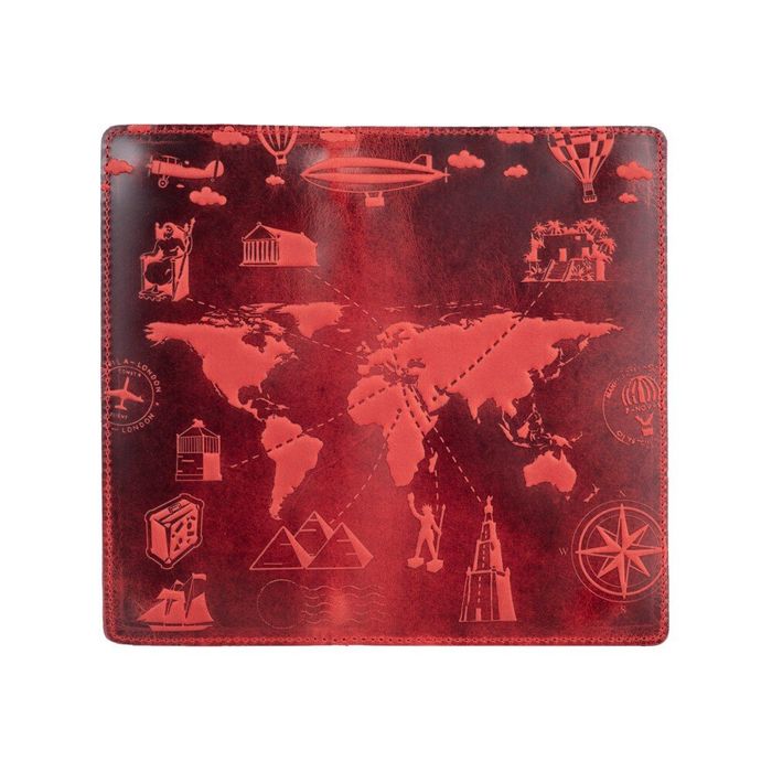 Кожаный бумажник Hi Art «7 wonders of the world» WP-02 Red Berry Красный купить недорого в Ты Купи