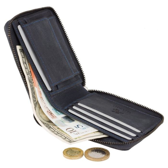 Кожаное портмоне с RFID защитой Visconti 702 oil blue купить недорого в Ты Купи