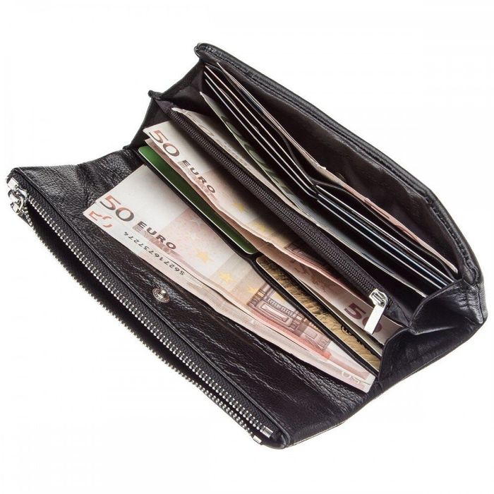 Жіночий чорний гаманець з натуральної шкіри ST Leather 20090 купити недорого в Ти Купи