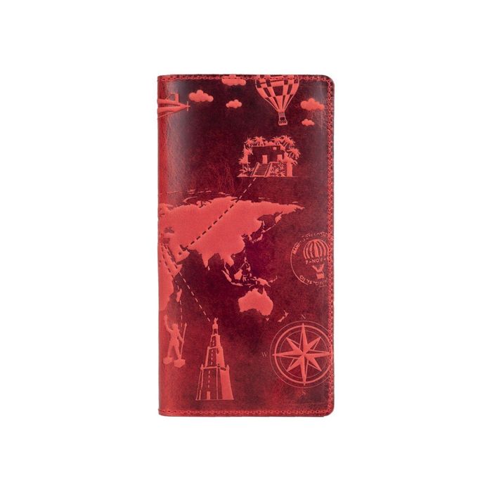 Кожаный бумажник Hi Art «7 wonders of the world» WP-02 Red Berry Красный купить недорого в Ты Купи