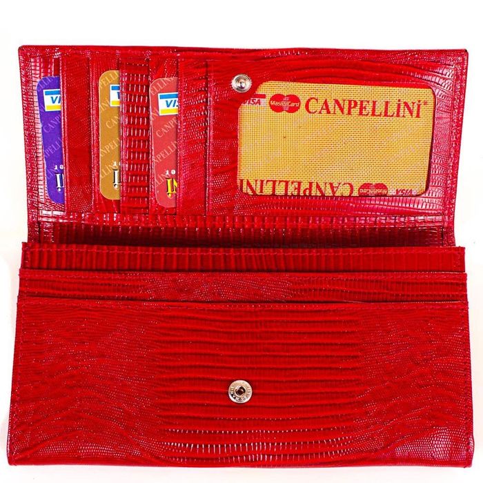 Жіночий практичний зручний червоний шкіряний гаманець CANPELLINI купити недорого в Ти Купи