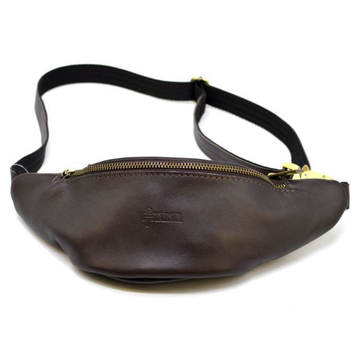 Кожаная темно-коричневая сумка на пояс Tarwa gc-3034-3md купить недорого в Ты Купи