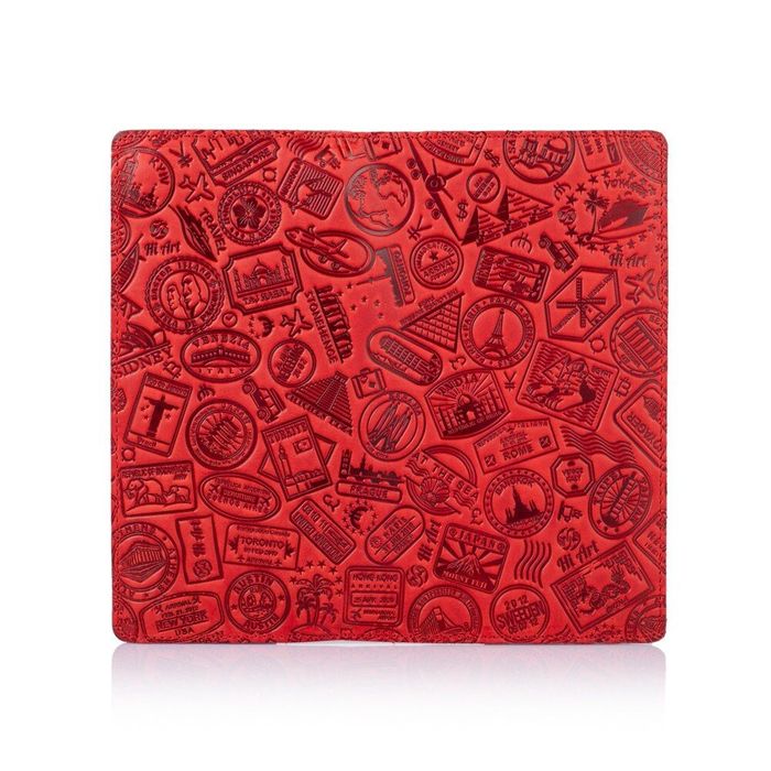 Кожаный бумажник Hi Art WP-02 Let's Go Travel красная Красный купить недорого в Ты Купи