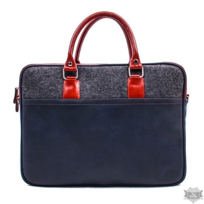 Кожаная синяя сумка для ноутбука Valenta ВМ70381510p612 купить недорого в Ты Купи