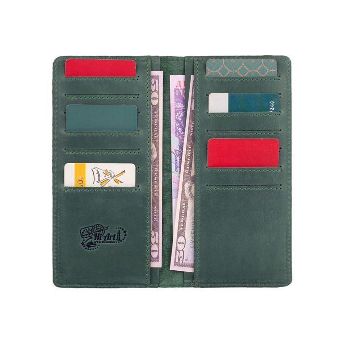 Кожаный бумажник Hi Art Let's Go Travel WP-02-S19-5920-T007 Зелёный купить недорого в Ты Купи
