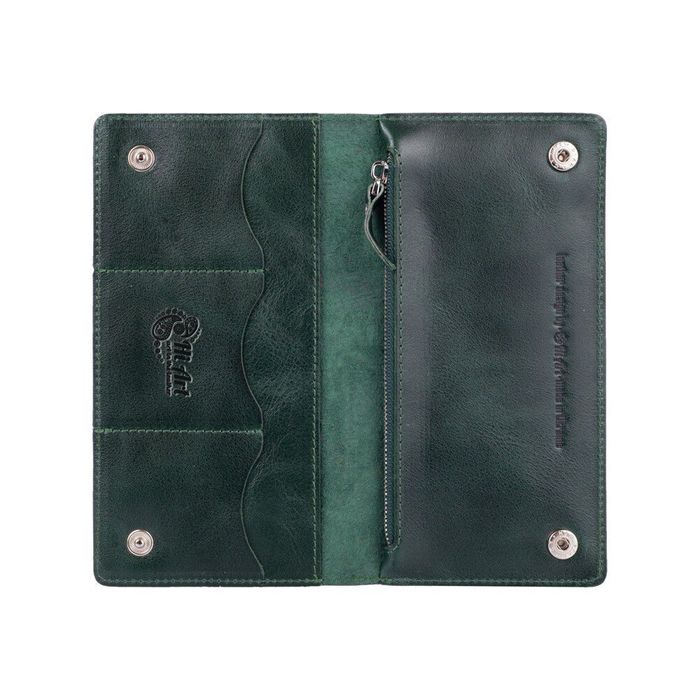 Кожаный бумажник Hi Art WP-05 Crystal Green Buta Art Зелёный купить недорого в Ты Купи