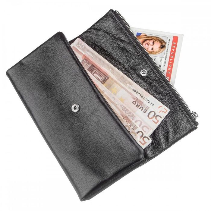 Жіночий чорний гаманець з натуральної шкіри ST Leather 20090 купити недорого в Ти Купи