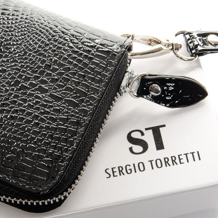 Женский лакированный кошелек из кожи LR SERGIO TORRETTI W38 black купить недорого в Ты Купи