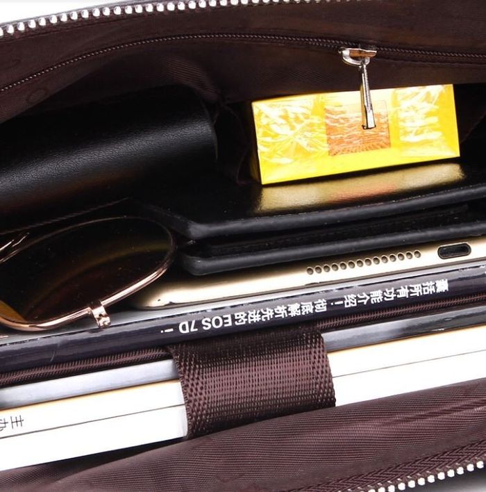 Чоловіча темно-коричнева ділова сумка Polo 6606-4 купити недорого в Ти Купи