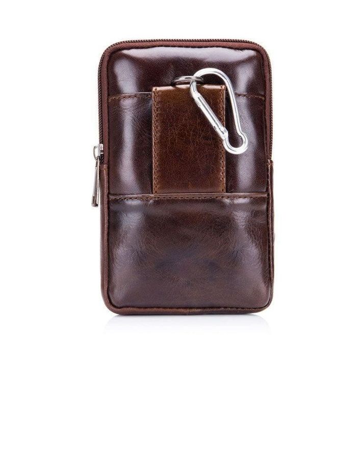 Шкіряна коричнева сумка на поясі для смартфона Bull T1398 купити недорого в Ти Купи