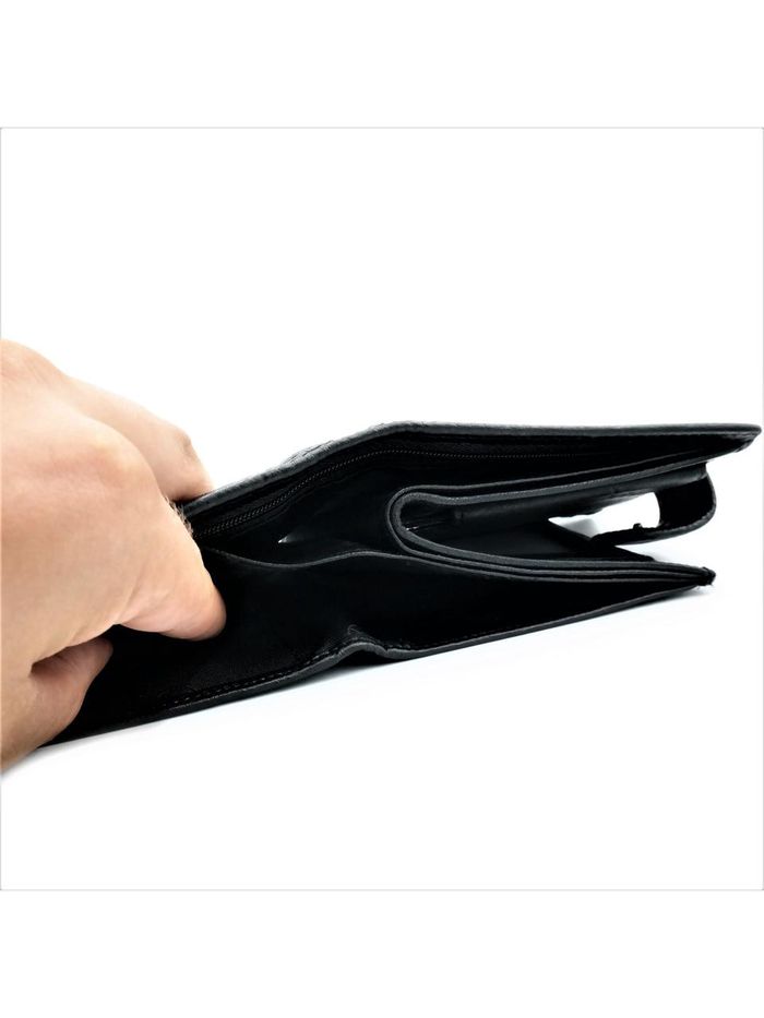 Чоловічий шкіряний гаманець Weatro 11,5 х 9,5 х 3 см Чорний wtro-161-4ND купити недорого в Ти Купи