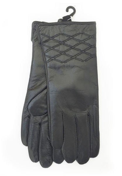 Женские зимние черные перчатки из натуральной кожи купить недорого в Ты Купи