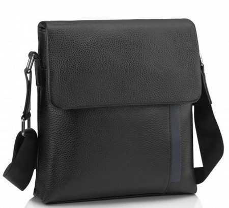 Кожаная мужская сумка через плечо черная Tiding Bag A25F-9913A купить недорого в Ты Купи