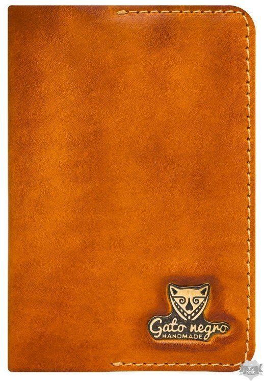 Обложка для паспорта ручной работы Gato Negro Alfa оранжевая купить недорого в Ты Купи