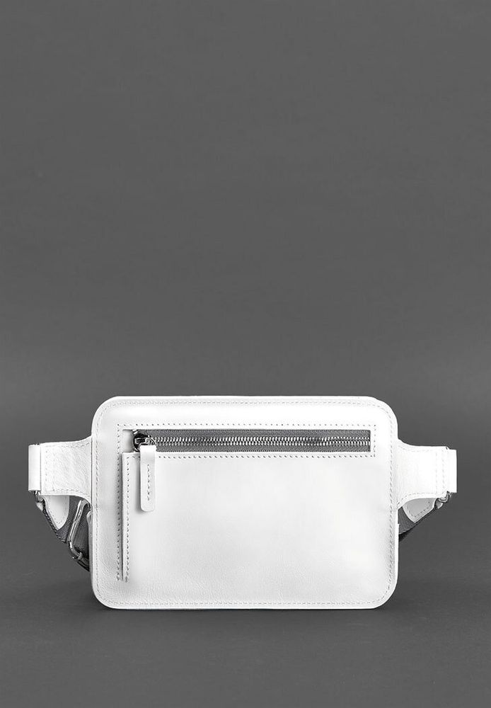Шкіряне жіноче поясна сумка Dropbag Mini BlankNote біла BN-BAG-6-LIGHT-BW купити недорого в Ти Купи