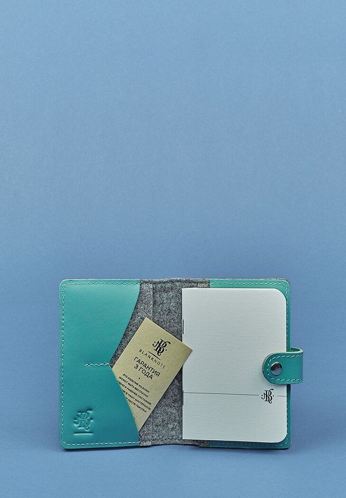 Обкладинка для паспорта зі шкіри BlankNote bn-op-3-felt-tiffany купити недорого в Ти Купи