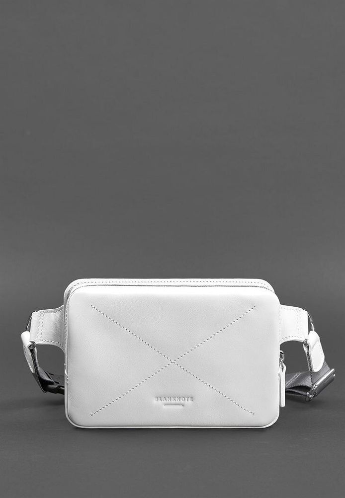 Кожаная женская поясная сумка Dropbag Mini BlankNote белая BN-BAG-6-LIGHT-BW купить недорого в Ты Купи