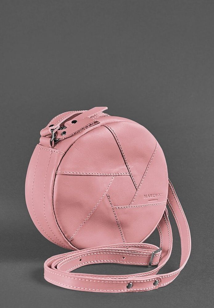 Жіноча шкіряна кругла сумка BlankNote Бон-Бон рожева BN-BAG-11-PINK-PEACH купити недорого в Ти Купи