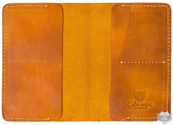 Обкладинка для паспорта ручної роботи Gato Negro Alfa помаранчева купити недорого в Ти Купи