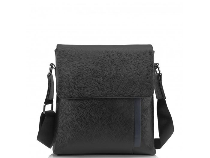 Кожаная мужская сумка через плечо черная Tiding Bag A25F-9913A купить недорого в Ты Купи
