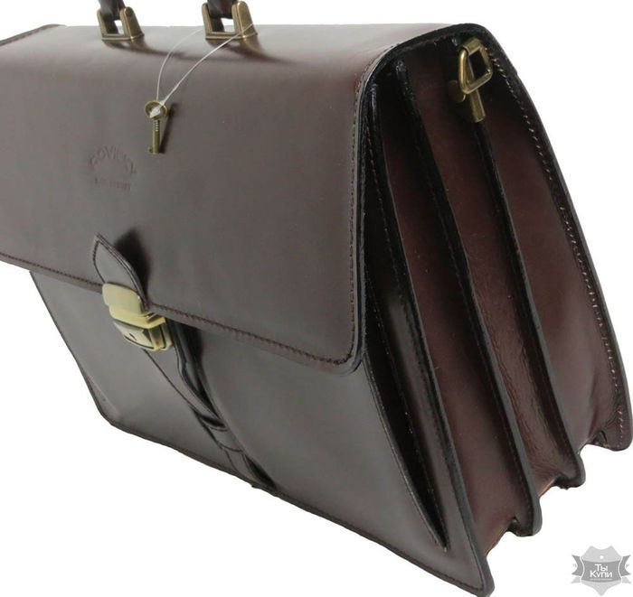 Мужской коричневый портфель из натуральной кожи Rovicky AWR-4-2 купить недорого в Ты Купи