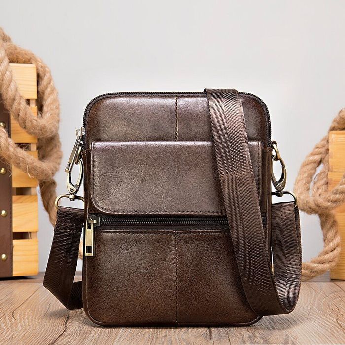 Чоловіча шкіряна коричнева сумка Vintage 14990 купити недорого в Ти Купи