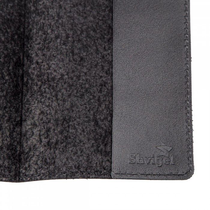 Чёрная обложка для паспорта из натуральной кожи Shvigel 13977 купить недорого в Ты Купи