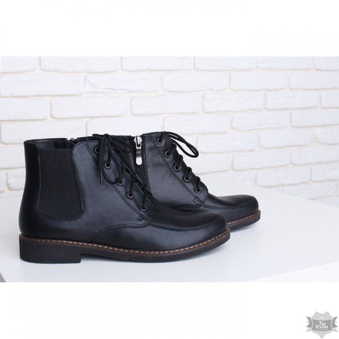 Черные демисезонные ботинки из кожи Villomi 1018-04k купить недорого в Ты Купи