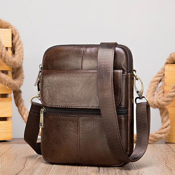 Мужская кожаная коричневая сумка Vintage 14990 купить недорого в Ты Купи