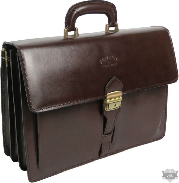 Чоловічий коричневий портфель з натуральної шкіри Rovicky AWR-4-2 купити недорого в Ти Купи