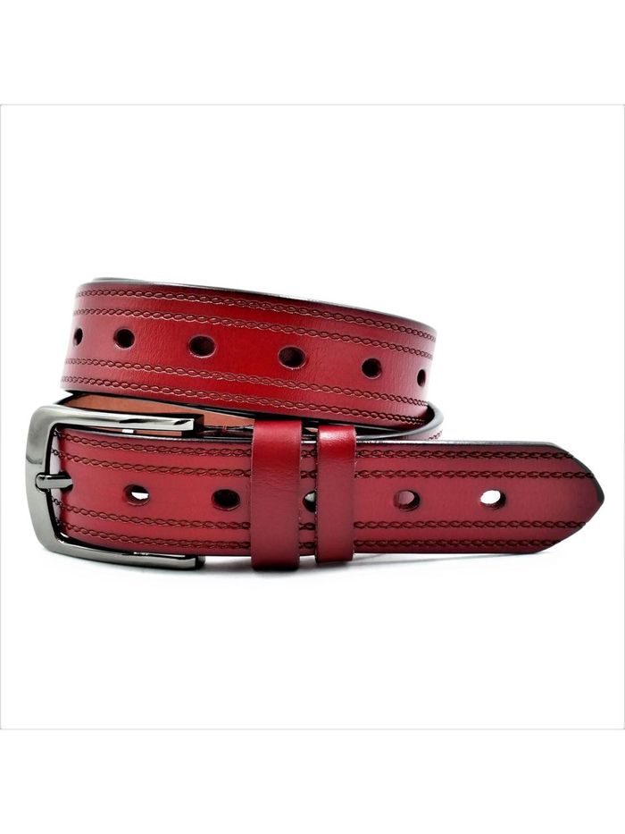 Женский кожаный ремень Weatro 3,3х110-115 см Красный lmn-zh-33k-024 купить недорого в Ты Купи