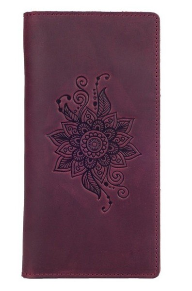 Шкіряний гаманець Hi Art WP-02 Shabby Plum Mehendi Classic Фіолетовий купити недорого в Ти Купи