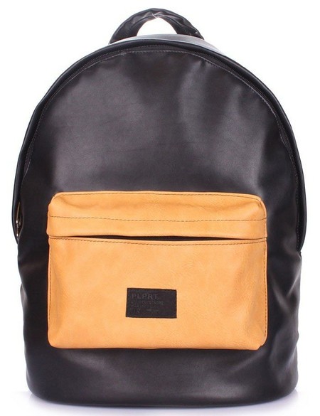 Женский рюкзак из кожзама Poolparty backpack-pu-black-orange купить недорого в Ты Купи