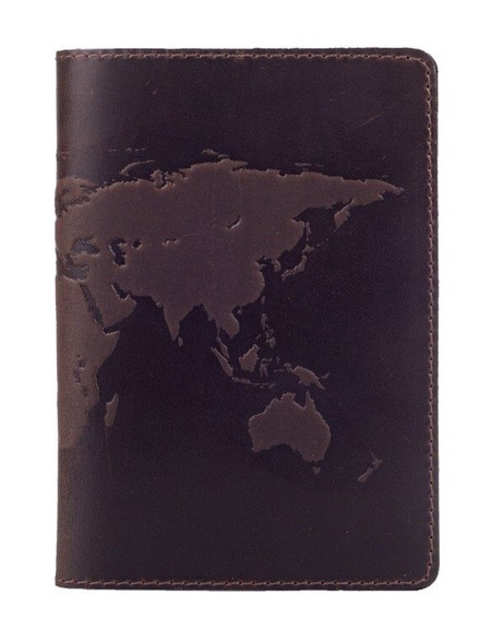Обкладинка для паспорта зі шкіри HiArt PC-02 7 World Map коричнева Коричневий купити недорого в Ти Купи