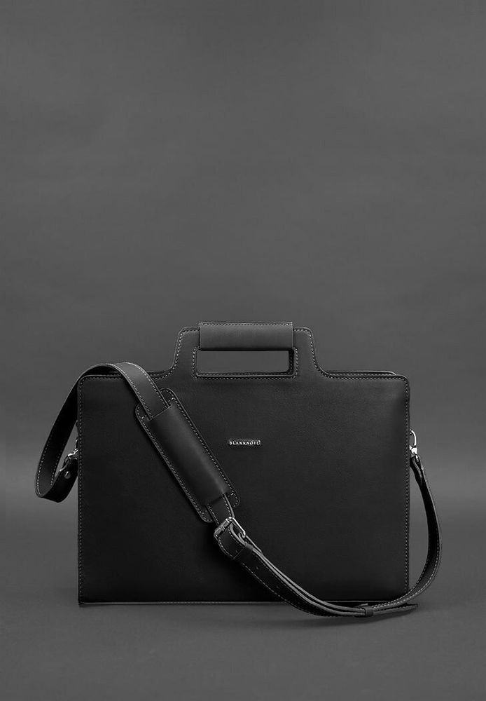 Жіноча шкіряна сумка для ноутбука і документів BlankNote чорна Краст BN-BAG-36-G купити недорого в Ти Купи