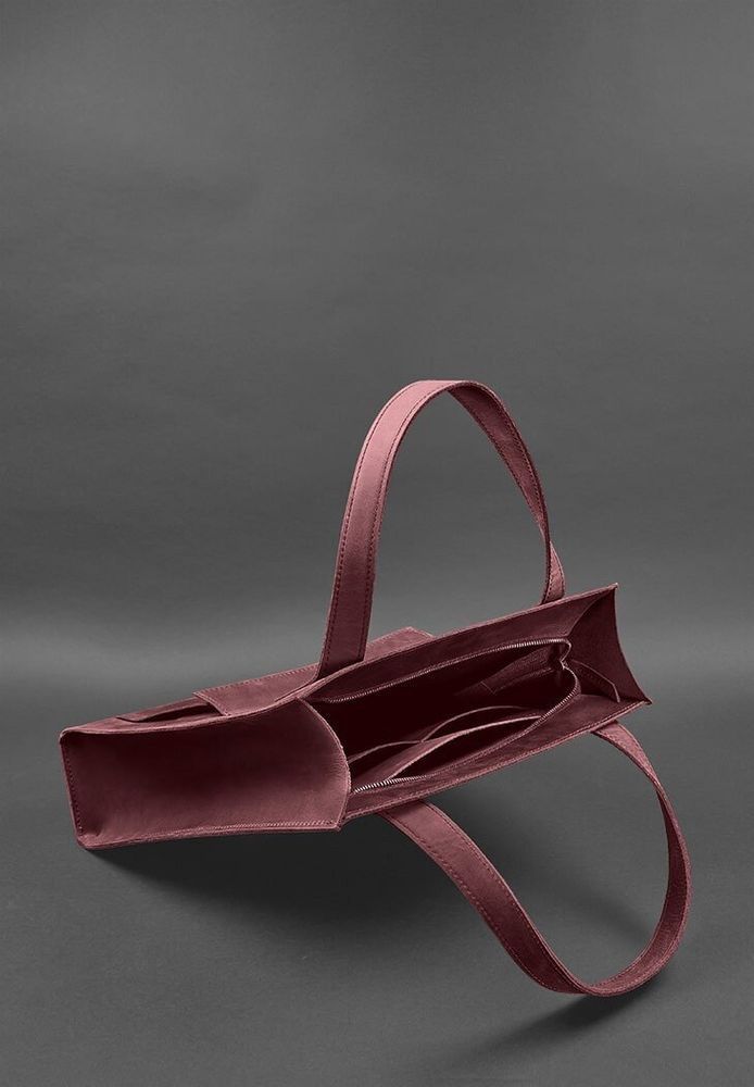Сумка из натуральной кожи шоппер Бэтси BlankNote с карманом бордовая BN-BAG-10-1-VIN-KR купить недорого в Ты Купи