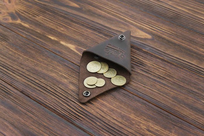 Монетниця шкіряна ручної роботи VOILE темно-коричнева cn1-brn купити недорого в Ти Купи