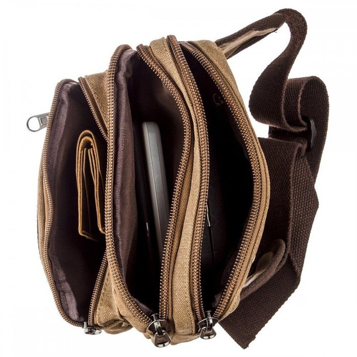 Мужская текстильная коричневая сумка на пояс Vintage 20160 купить недорого в Ты Купи