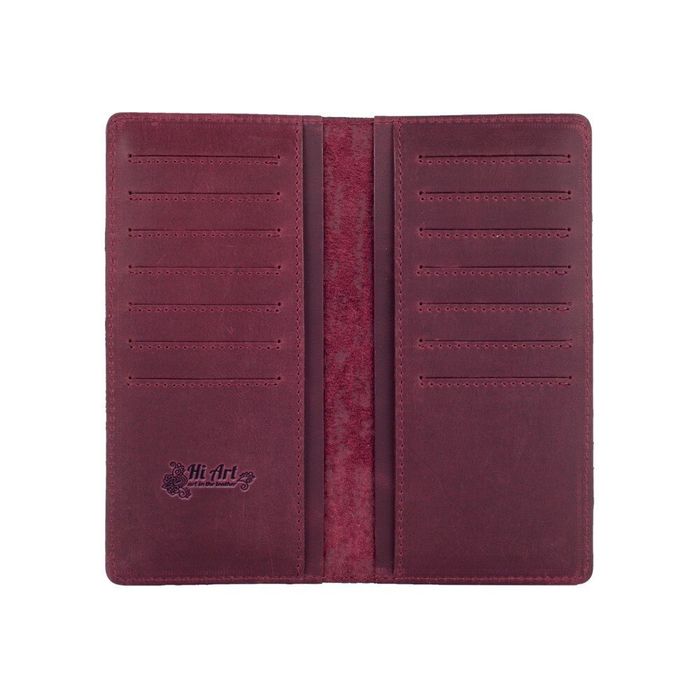 Кожаный бумажник Hi Art WP-02 Shabby Plum Mehendi Classic Фиолетовый купить недорого в Ты Купи