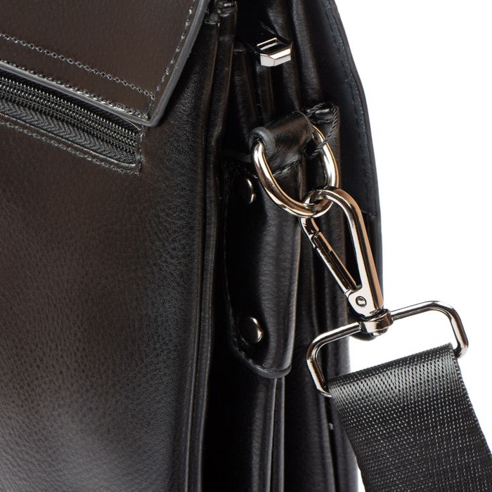 Чоловіча сумка через плече зі шкірозамінника DR. BOND 521-3 black купити недорого в Ти Купи