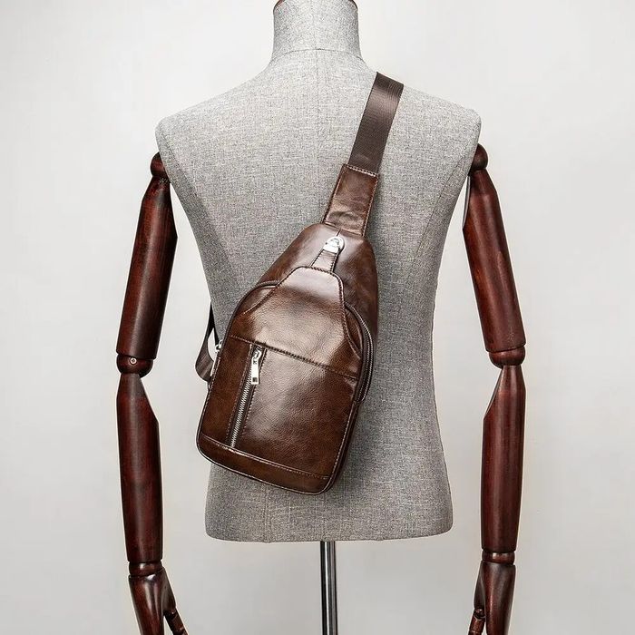 Мужская кожаная сумка-слинг Vintage 20340 купить недорого в Ты Купи