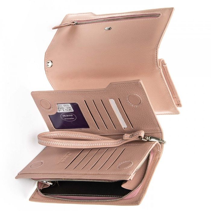 Жіночий гаманець зі шкіри Classic DR. BOND WMB-2M pink купити недорого в Ти Купи