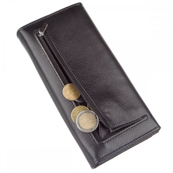 Жіночий чорний гаманець з натуральної шкіри ST Leather 20092 купити недорого в Ти Купи