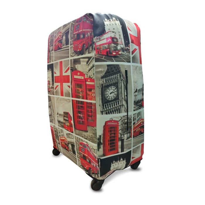 Защитный чехол для чемодана Coverbag неопрен Лондон коллаж M купить недорого в Ты Купи
