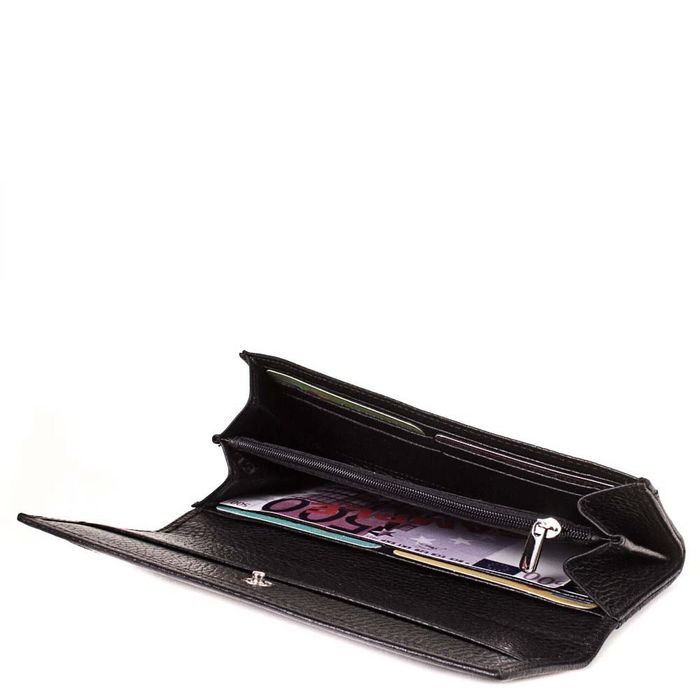 Жіночий практичний чорний шкіряний гаманець CANPELLINI купити недорого в Ти Купи