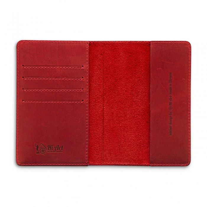 Красная обложка для паспорта из кожи HiArt World Map Красный купить недорого в Ты Купи